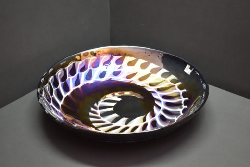 Coupe plate noire en verre de Murano