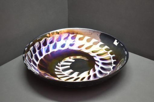 Coupe plate noire en verre de Murano – Image 2