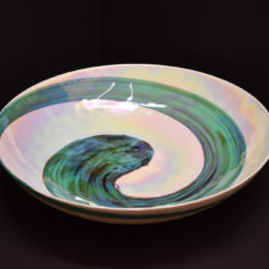 Coupe blanche et turquoise en verre de Murano
