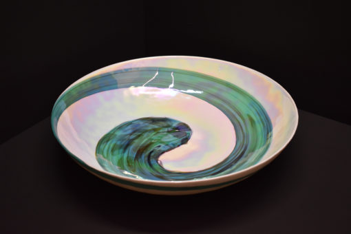 Coupe blanche et turquoise en verre de Murano