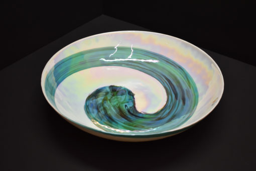 Coupe blanche et turquoise en verre de Murano – Image 2