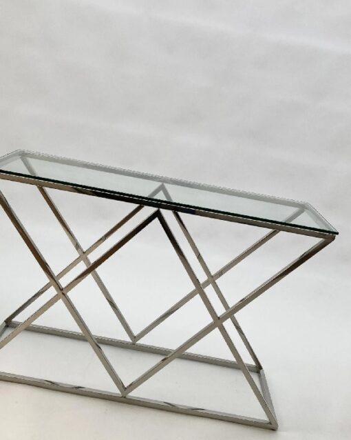 Table console moderne en acier et verre - 120 cm – Image 3