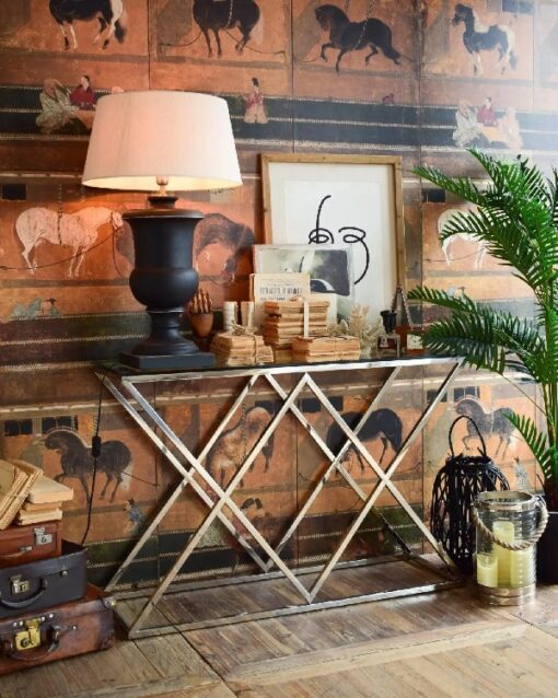 Table console moderne en acier et verre - 120 cm – Image 2