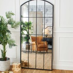 Miroir mural industriel en fer noir - Black