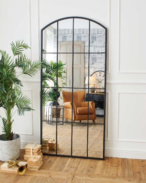 Miroir mural industriel en fer noir - Black