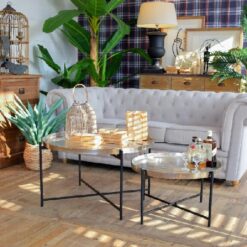 Tables basses artisanales en aluminium et fer Old Metal, lot de 2