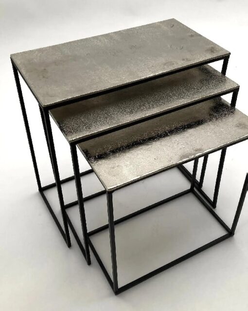 Tables basses modernes en aluminium et fer - Old Metal - lot de 3 – Image 2