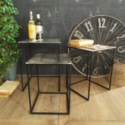 Tables basses modernes en aluminium et fer Old Metal - lot de 3 - Carré