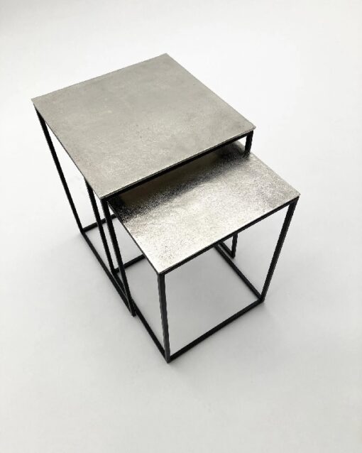 Tables basses modernes en aluminium et fer Old Metal - lot de 3 - Carré – Image 2