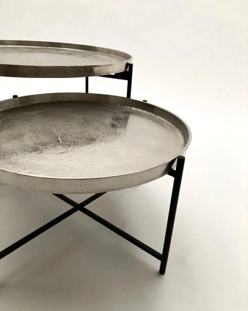 Tables basses artisanales en aluminium et fer Old Metal, lot de 2 – Image 3