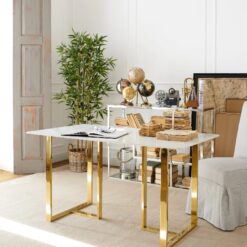 Luxury Gold - Table moderne en acier et céramique - 140 cm