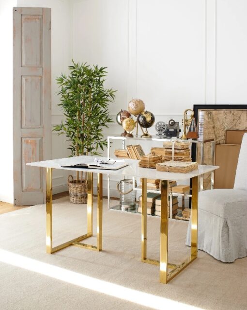 Luxury Gold - Table moderne en acier et céramique - 140 cm