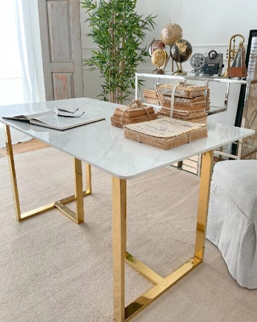 Luxury Gold - Table moderne en acier et céramique - 140 cm – Image 2