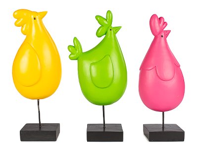 Poule colorées – Lot de 3